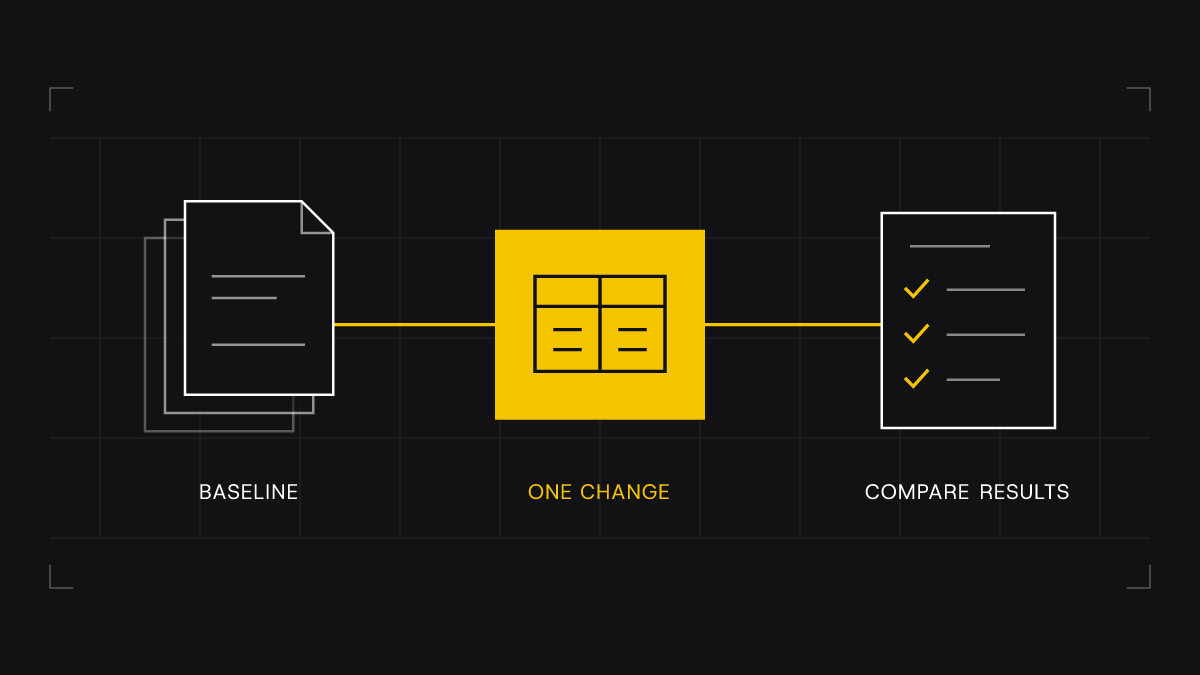 Use the baseline to choose a single change and compare accepted results.